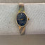 Vintage Nelsonic Diamond Quartz Watch – Midnight Blue Dial – Tri-Tone Etched Bracelet – Oval Face Women’s Dress Watch