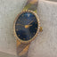 Vintage Nelsonic Diamond Quartz Watch – Midnight Blue Dial – Tri-Tone Etched Bracelet – Oval Face Women’s Dress Watch