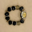 Adrienne Vittadini Beaded Stretch Watch β Crystal Accent Face β Statement Bracelet Watch β Bold Black & Gold Chunky Jewelry β Quartz