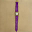 Aremix Women’s Floral Enamel Watch – Purple Leather Strap & Gold-Tone Case