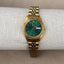 Emerald Elegance | Vintage Women’s Gold Watch with Green Dial & Day-Date Display
