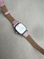 1990's Preppy Vintage Pearlized Opaque Pink & Silver Leather Timex