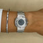 Vintage GUESS Stainless Steel Watch – Roman Numerals – Unisex Quartz Timepiece – 90s Y2K Style – Brushed Silver Band