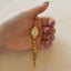 Dainty Vintage Crystal Gold Tone Feminine Watch