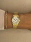 Vintage Pulsar Gold-Tone Watch – Classic Analog Quartz with Date – Stretch Expansion Band – Elegant Everyday Style