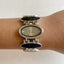 Retro 1990's Terner Black and Silver Oval-Link Women's Bracelet Watch