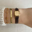 Seiko Gold Tone Vintage Rectangle Snake Scale Leather Wrist Watch