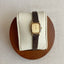 Seiko Gold Tone Vintage Rectangle Snake Scale Leather Wrist Watch