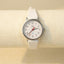 Vintage Timex Quartz Watch | White Leather Band | Classic Silver-Tone Case | Women's Retro Timepiece