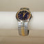 Vintage Times Square Two-Tone Quartz Watch | Blue Sunburst Dial | Date Window | Stretch Bracelet Watch