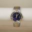 Vintage Times Square Two-Tone Quartz Watch | Blue Sunburst Dial | Date Window | Stretch Bracelet Watch