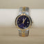 Vintage Times Square Two-Tone Quartz Watch | Blue Sunburst Dial | Date Window | Stretch Bracelet Watch