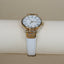 Anne Klein Gold Tone White Genuine Leather Watch