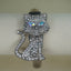 Vintage 1990s Rhinestone Crystal Sitting Cat Hidden Flip Face Cuff Watch