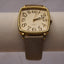 Vintage Gold Curved Numeral Watch | Art Deco Style Women’s Quartz Watch | Taupe Leather Band Classic Timepiece