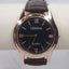 Vintage-Inspired Geneva Quartz Watch | Black & Gold Dial | Brown Faux Leather Band | Minimalist Dress Watch