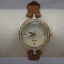 Classic Vintage 1990's  Women's Gold Watch with Tan Leather Band and Diamond