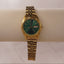 Emerald Elegance | Vintage Women’s Gold Watch with Green Dial & Day-Date Display