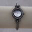 Vintage Geneva Crystal Bangle Watch – Petite Women’s Quartz Bracelet Watch, Gunmetal Rhinestone Dress Watch, Small Wrist Size