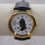 Sherlock Holmes Silhouette Watch with Quote Engraving | Gold Case | Black Leather Band | Collectible Detective Theme Watch